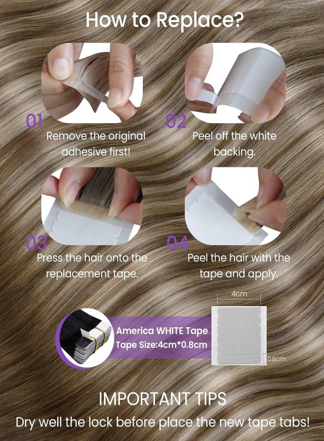 LaaVoo Hair Extensions Tape in Human Hair Tape in Extensions Balayage Light Brown to Platinum Blonde with Brown Tape in Hair Extensions Real Human Hair Invisible 20pcs 30g 12 Inch - Image 5