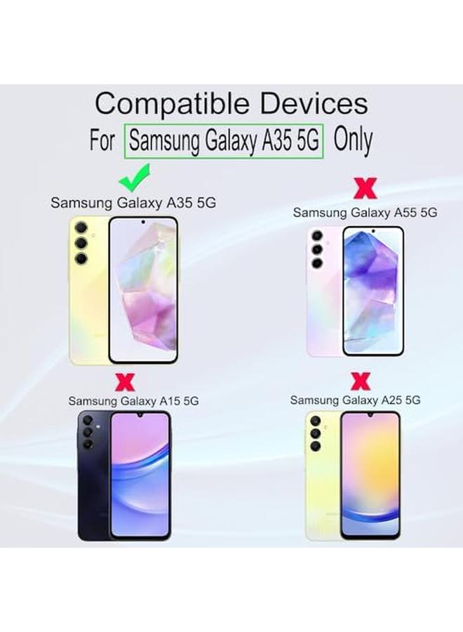 إيروريكس عبوة من قطعتين من واقي الشاشة لهاتف Samsung Galaxy A35 5G مقاس 6.6 بوصة، زجاج مقوى بدرجة صلابة 9H، مع قطعة واحدة من واقي عدسة الكاميرا، قطعة واحدة من غشاء ألياف الكربون الخلفي، سهل التركيب - Image 2