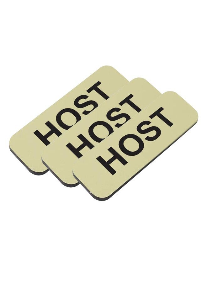 All Quality Badges Host 1 x 3 Name Tag, Brushed Gold (3 Pack) - Image 1
