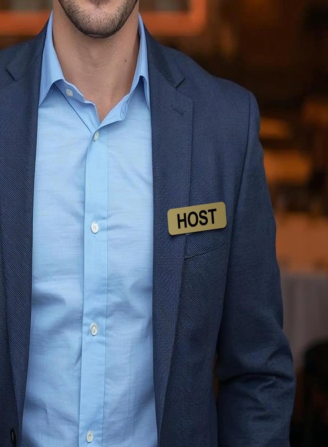 All Quality Badges Host 1 x 3 Name Tag, Brushed Gold (3 Pack) - Image 2