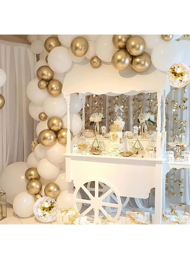 زيمي مجموعة من 105 قطعة من بالونات اللاتكس المزخرفة بالذهب الأبيض - مثالية لحفلات التخرج وحفلات استقبال المولود الجديد وحفلات أعياد الميلاد - Image 3