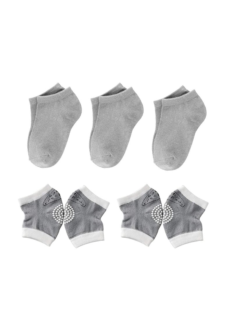 Star Babies Combo Pack of 2 (Kids socks pack of 3, Baby Knee Pad Pack of 2) - Grey - Image 1