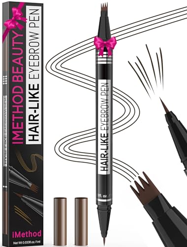 iMethod Microblading Eyebrow Pen  Eyebrow Pencil Magical 2in1 DualEnded Eye Brow Pencils for Women with 4ForkTip  Precise BrushTip Create Natural HairLike Brows Last AllDay Black Brown