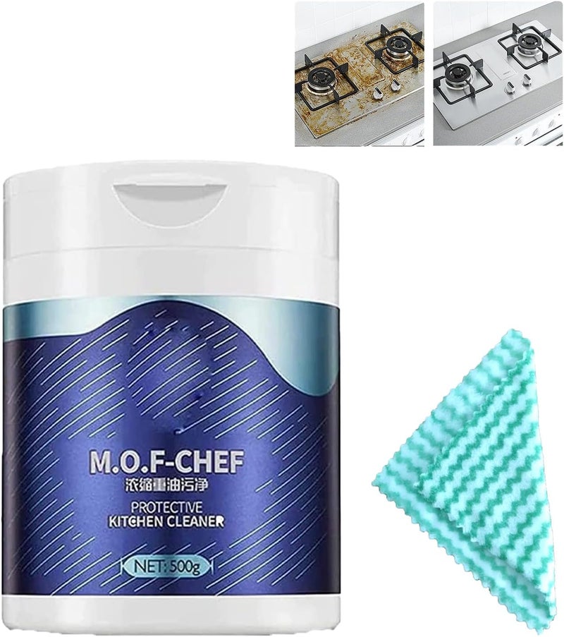klarako m.o.f chef kitchen cleaner powder，mof chef cleaner powder，m.o.f-chef protective kitchen cleaner，Heavy Oil Stain Powder Cleaner, Mof cleaning Powder Kitchen (1PCS) - Image 1