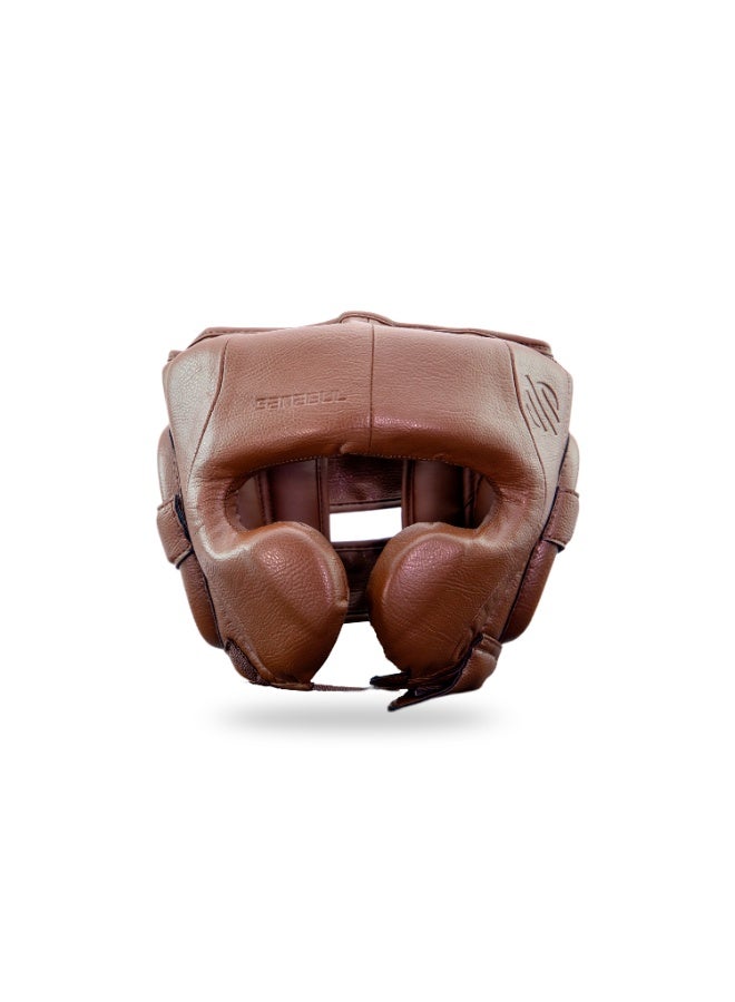 Sanabul Battle Forged Professional Boxing Headgear for Men Martial Arts Kickboxing MMA Head Gear Fighting & Sparring Helmet Full-Face Protection, Brown - Image 1