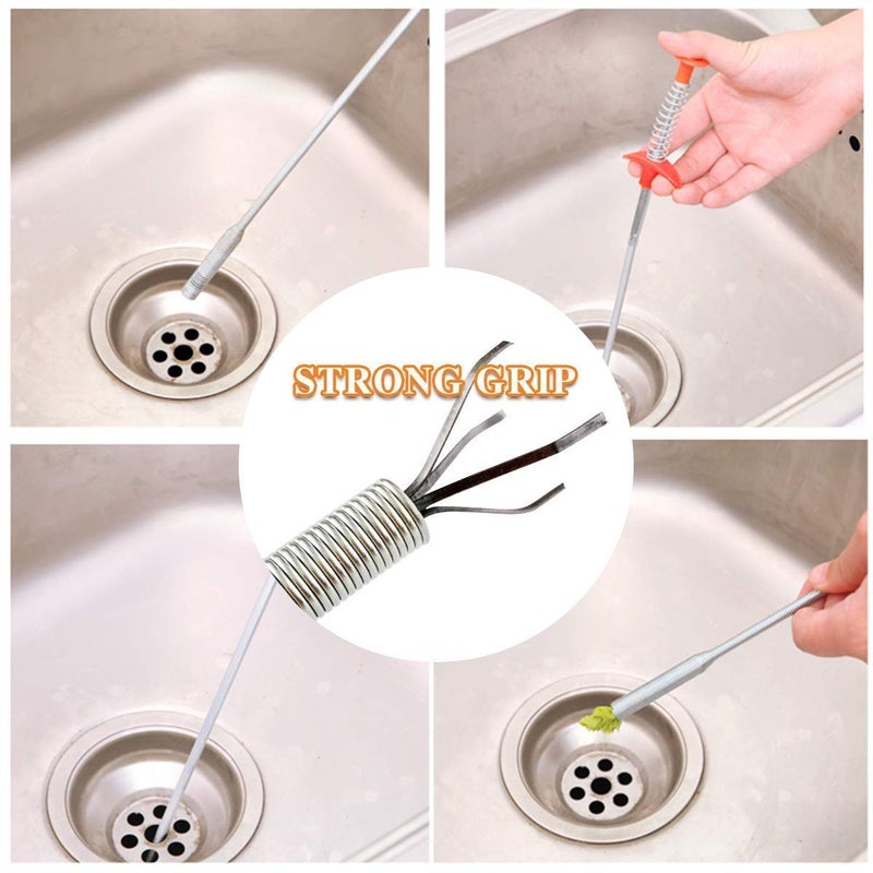 Dezzy Drain Pipe Shower Sink Clogged Drain Hair Remover Relief Cleaning Tools Stainless Steel Catcher Plastic Barbed Gripper for Bathroom Kitchen Bathtub Toilet Sewers Pipe (160 cm) - Image 4