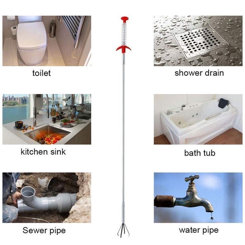 Dezzy Drain Pipe Shower Sink Clogged Drain Hair Remover Relief Cleaning Tools Stainless Steel Catcher Plastic Barbed Gripper for Bathroom Kitchen Bathtub Toilet Sewers Pipe (160 cm) - Image 5