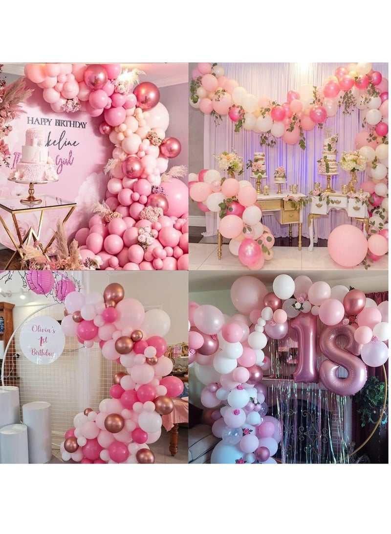 60 Pieces Pink and White Balloon Set with Ribbons for Wedding, Birthday, Girls Baby Shower Decorations - Image 3