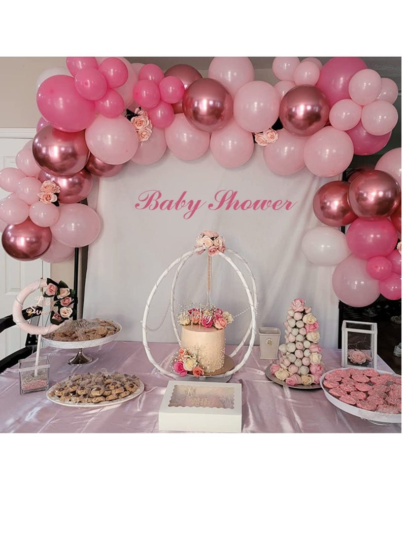 60 Pieces Pink and White Balloon Set with Ribbons for Wedding, Birthday, Girls Baby Shower Decorations - Image 4
