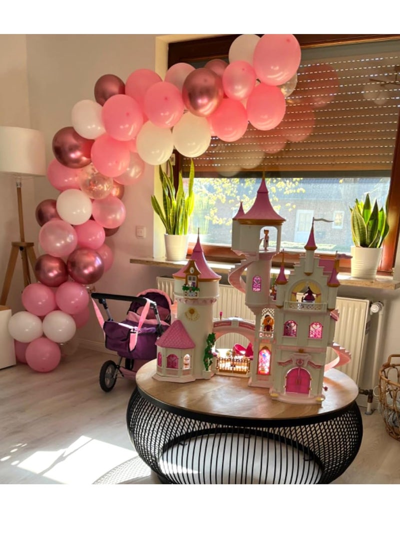 60 Pieces Pink and White Balloon Set with Ribbons for Wedding, Birthday, Girls Baby Shower Decorations - Image 5