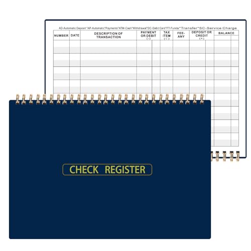 Dayvorax Print Checkbook Register - Check Registers Book, 5-7/8" x 8-1/2", Large Print, Easy-to-Read, Spiral Bound, 60 Pages for Personal Checkbook, Easy Transaction Reference - Image 1