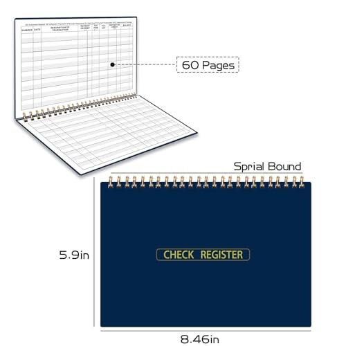 Dayvorax Print Checkbook Register - Check Registers Book, 5-7/8" x 8-1/2", Large Print, Easy-to-Read, Spiral Bound, 60 Pages for Personal Checkbook, Easy Transaction Reference - Image 3