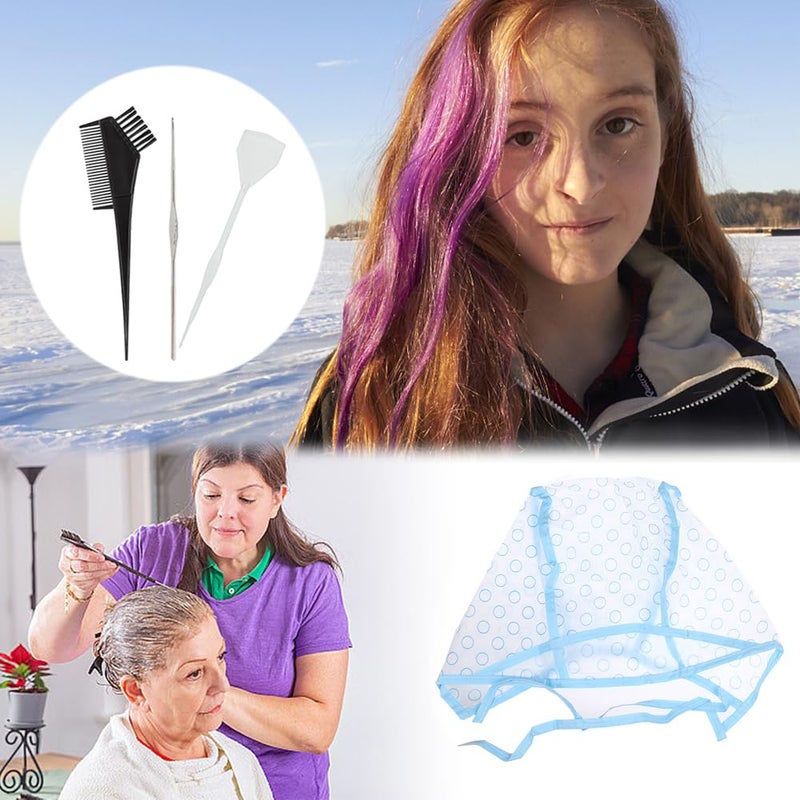 TRKETK 14 Pieces Hair Highlighting Kit, 6 Pieces Disposable Icing Cap with 4 Plastic Crochet Needles 2 Hooks and 2 Hair Coloring Brushes for Salon Hair Styling - Image 5