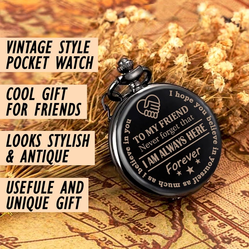 exciting Lives ساعة جيب الأصدقاء – هدية أنيقة للأصدقاء، هدية ليوم الصداقة، هدية عيد ميلاد للأولاد والبنات، ساعة ليوم الصداقة، للرجال والنساء - Image 4