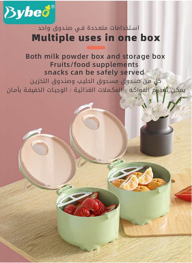 Bybeo Baby 2PCS Small & Large Portable Travel Milk Formula Dispenser Containers Candy Fruit Snack Storage Container with Scoop and Visual scale, BPA Free  - Image 5