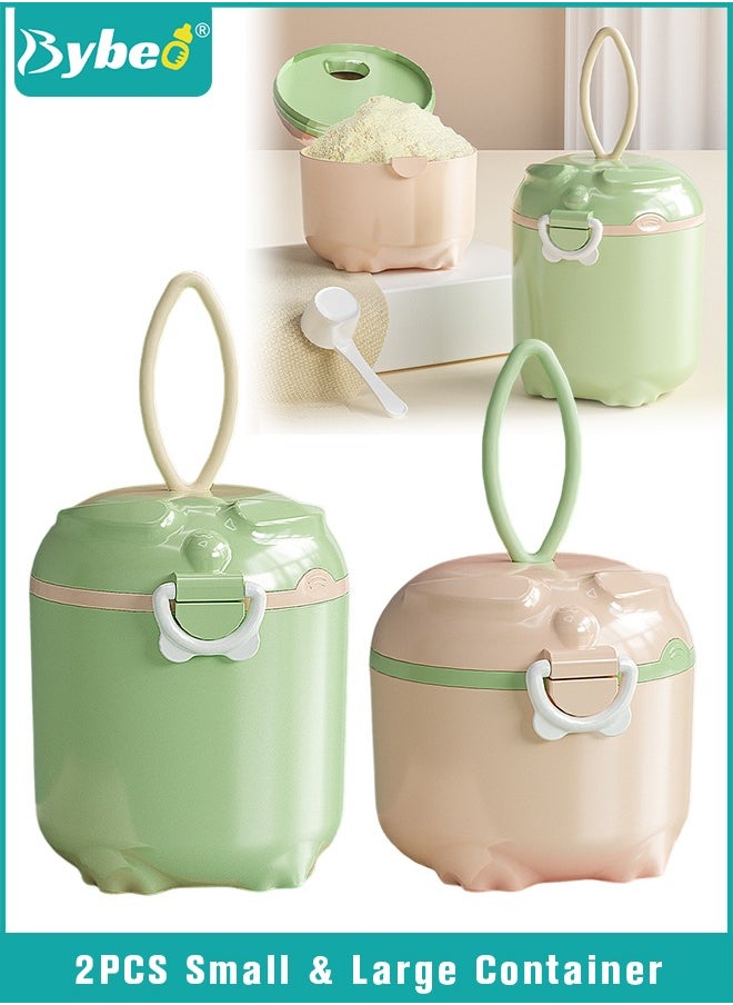 Bybeo Baby 2PCS Small & Large Portable Travel Milk Formula Dispenser Containers Candy Fruit Snack Storage Container with Scoop and Visual scale, BPA Free  - Image 1