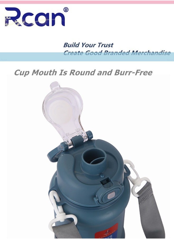 Rcan - Stainless Steel Sports Kettle Large Capacity Thermos Cup Sealed Leak Proof Wear Resistant Vacuum Portable Strap Thermal Insulation Coffee Cup Travel Outdoor Office Beverage Hot Drink Tea 650ml - Image 1