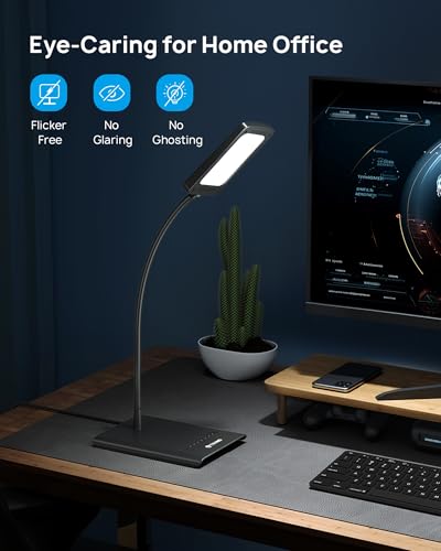 TROND Desk Lamp, Bright Dimmable Eye-Caring Table Lamp, 3 Color Modes 7 Brightness Levels, Flexible Gooseneck, Touch Control, Memory Function, Desk Light for Home Office Dorm Room Essentials - Image 3