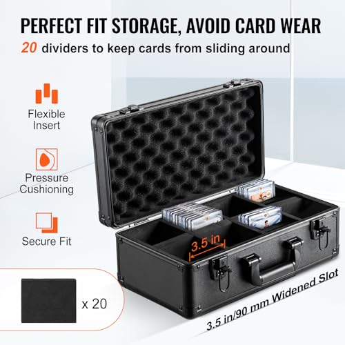 VEVOR 108 PSA Graded Card Storage Box - 4 Slot Case with Key Lock, Foam Dividers for 76 BGS, 84 SGC, 388 Top Loaders or 999+ Loose Cards - Image 3