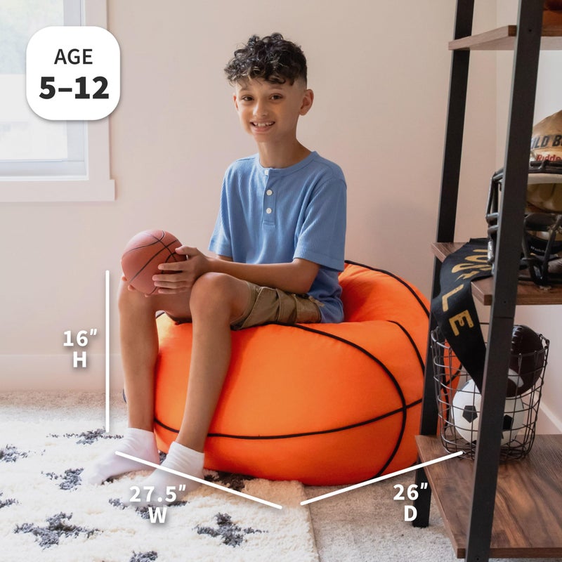 Big Joe Sports Ball Child-Sized Bean Bag Chair for Kids, Basketball Plush, Ultra-Soft Lightweight Polyester Blend, 2.5 Foot Refillable - Image 2