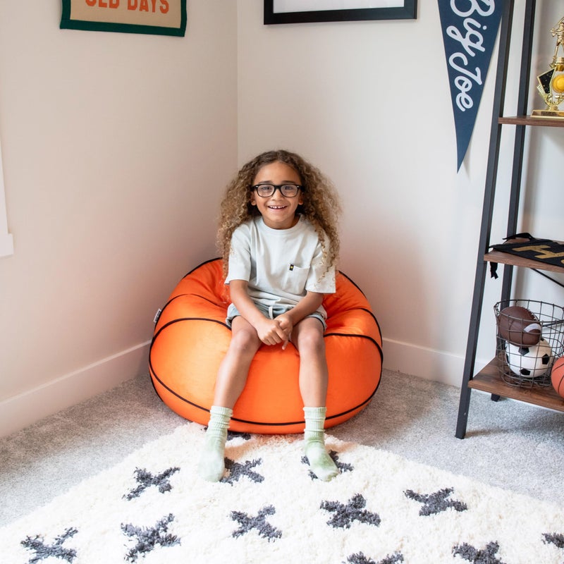 Big Joe Sports Ball Child-Sized Bean Bag Chair for Kids, Basketball Plush, Ultra-Soft Lightweight Polyester Blend, 2.5 Foot Refillable - Image 4