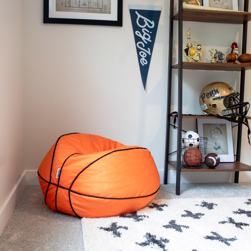 Big Joe Sports Ball Child-Sized Bean Bag Chair for Kids, Basketball Plush, Ultra-Soft Lightweight Polyester Blend, 2.5 Foot Refillable - Image 3