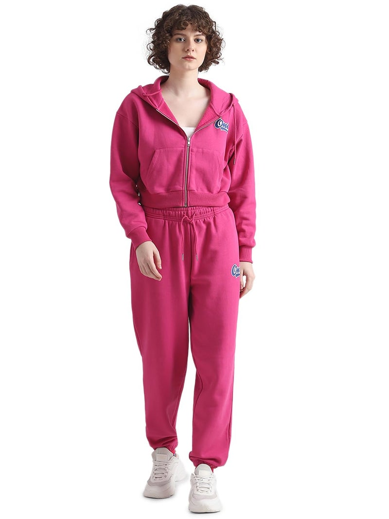 ONLY Women Printed Cotton Crop Length Pink Sweatshirt - Image 1