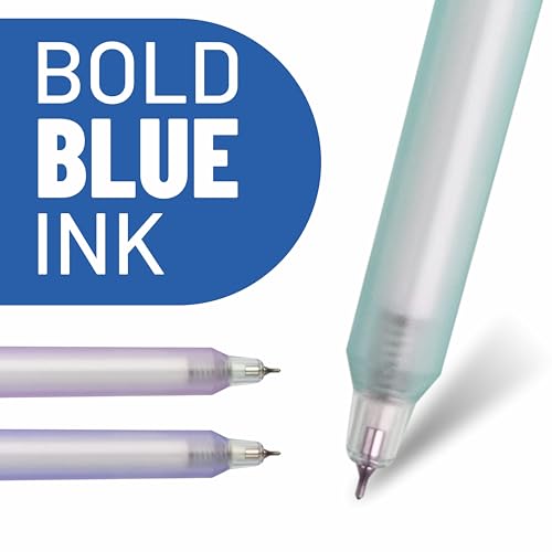 Anupam Sylent Roller Gel Pen 0.5 mm, Waterproof Smooth Quick-Dry Dark Ink, Comfortable Grip Exam & Office Pen, Refillable (Multicolour Body BlueInk, Pack of 4) - Image 2