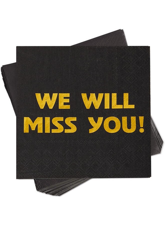 Sllyfo Retirement Party Decorations - 50PK - Retirement Napkins Going Away Party Decorations, 5x5 Inches We Will Miss You Napkins for Farewell Decorations Party Graduation Work Supplie Black and Gold - Image 1