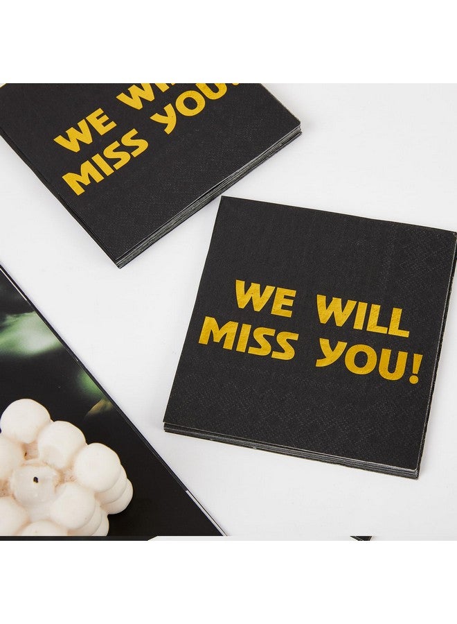 Sllyfo Retirement Party Decorations - 50PK - Retirement Napkins Going Away Party Decorations, 5x5 Inches We Will Miss You Napkins for Farewell Decorations Party Graduation Work Supplie Black and Gold - Image 5
