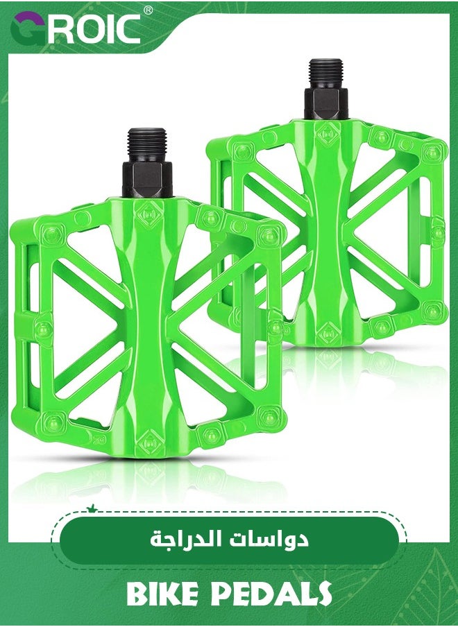 GROIC 1 Pair Mountain Bike Pedals MTB Bicycle Flat Pedals, 9/16'' CNC Aluminum Durable Sealed Bearing for Most Bikes BMX MTB Enduro Downhill Trail  - Image 1