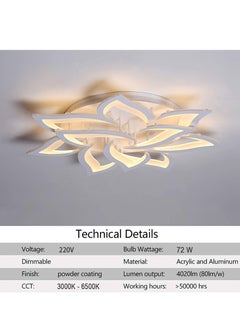 رات سو ضوء سقف LED قابل للتعتيم بتصميم عصري على شكل بتلات أكريليك، ثريا سقف بإضاءة مع جهاز تحكم عن بعد لغرفة المعيشة أو غرفة النوم أو غرفة الطعام  - Image 5
