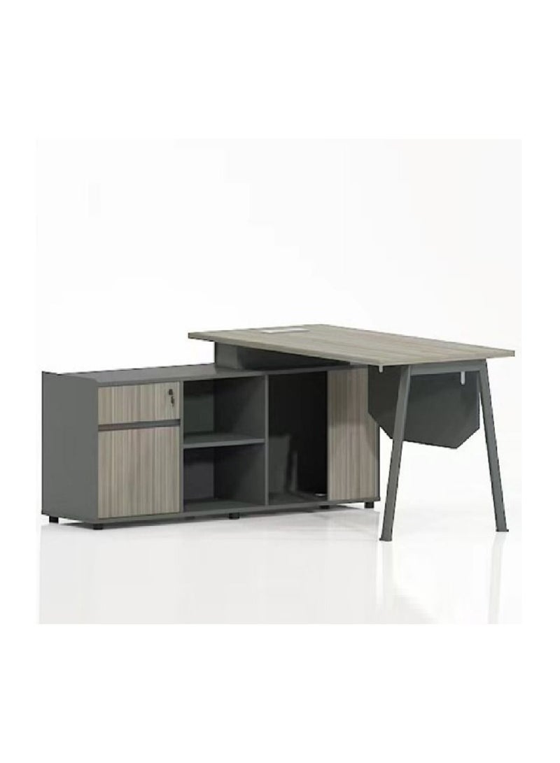 Neo Front Office Desk Wooden Worksatation Desk Single Seater Manager Desk office table with Storage Cabinet 2m - Image 2