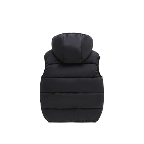 YAGATA Boys Vest Puffer Vest Kids Padded Puffer Vest with Removable Hood Black 2-3T 100 - Image 2