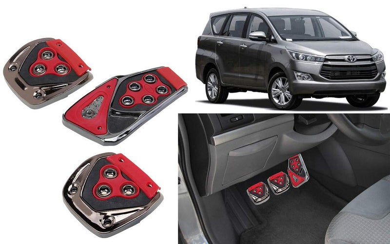 Selifaur - 3 Pcs Red Non-Slip Manual Car Pedals kit Pad Covers Set for Innova Crysta 2016 - Image 1