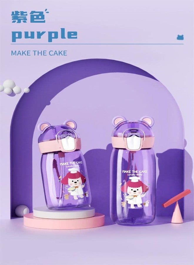 Mayatra's School Bottle for Kids - Anti Leak Kids Cartoon Water Bottle for Children - 400 ML Tritan Sipper Bottle for School Going Kids (Purple) - Image 2