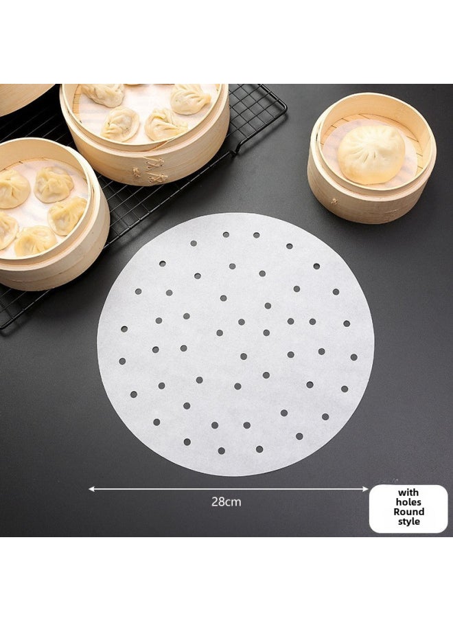 Generic Food Grade Disposable Steamer Paper Non-stick Steaming Paper Household Steamed Bun Paper For Steamed Bread Air Fryer Paper-Color:500 Tablets (family Half A Year Available)-Specifications:11 Inches (28cm)  - Image 1