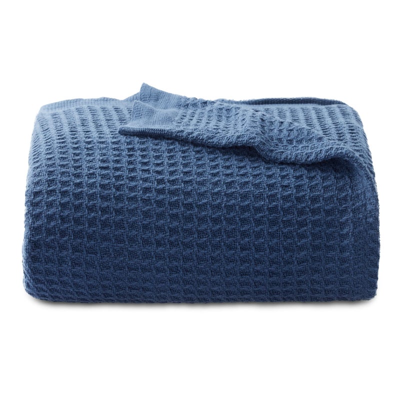 Bedsure Bedsure 100 Cotton Blanket Twin XL Size for Bed  Breathable and Soft Waffle Weave Blanket for Summer Spring Navy 66x90 inches 