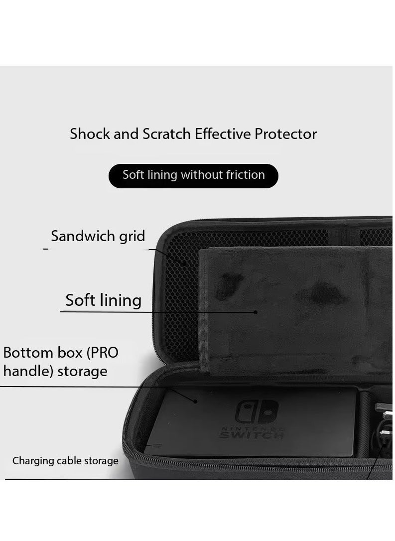 Switch 2 Carrying Case for Console & OLED | Large-Capacity Portable Hard Shell Travel Bag with Built-in Stand Nintendo 2