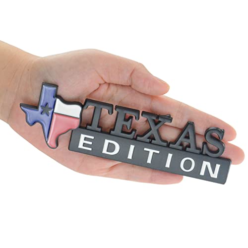 EmbRoom 1x Metal Chrome Texas Edition Star Sate Flag Emblem Fender Side Door Sticker (Black White) - Image 2
