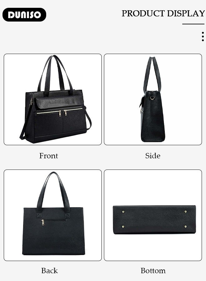 DUNISO Women Laptop Tote Bag 15.6 Inch Computer Tote Bag Purse Shoulder Bag, Computer Briefcase Shoulder Bag Casual Laptop Bag for Office, Shopping, Travel Daily Use  - Image 3