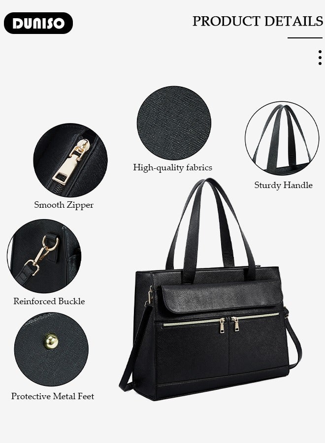 DUNISO Women Laptop Tote Bag 15.6 Inch Computer Tote Bag Purse Shoulder Bag, Computer Briefcase Shoulder Bag Casual Laptop Bag for Office, Shopping, Travel Daily Use  - Image 2