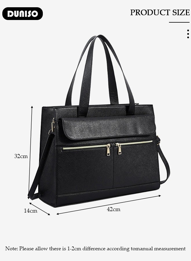 DUNISO Women Laptop Tote Bag 15.6 Inch Computer Tote Bag Purse Shoulder Bag, Computer Briefcase Shoulder Bag Casual Laptop Bag for Office, Shopping, Travel Daily Use  - Image 4