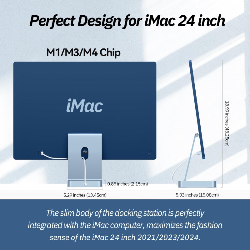 minisopuru محور USB C لجهاز iMac 24 بوصة 2021/2023/2024، محور Minisopuru i-Mac يدعم M.2 NVMe SSD، ملحقات i Mac لجهاز iMac M1/M3/M4، محطة إرساء مع USB A/C بسرعة 10Gbps، SD/TF، M.2 SSD (غير مشمول)، أزرق. - Image 4