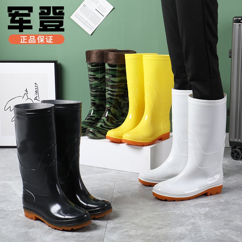 High-Top Rain Boots Trendy Simple Rain Boots Non-Slip Waterproof Wear-Resistant Acid-Resistant Water Boots Four Seasons Labor Protection Thickened Non-Standard Shoes - Image 2