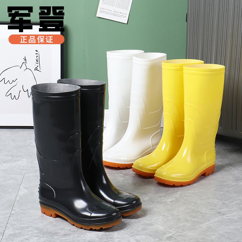 High-Top Rain Boots Trendy Simple Rain Boots Non-Slip Waterproof Wear-Resistant Acid-Resistant Water Boots Four Seasons Labor Protection Thickened Non-Standard Shoes - Image 4