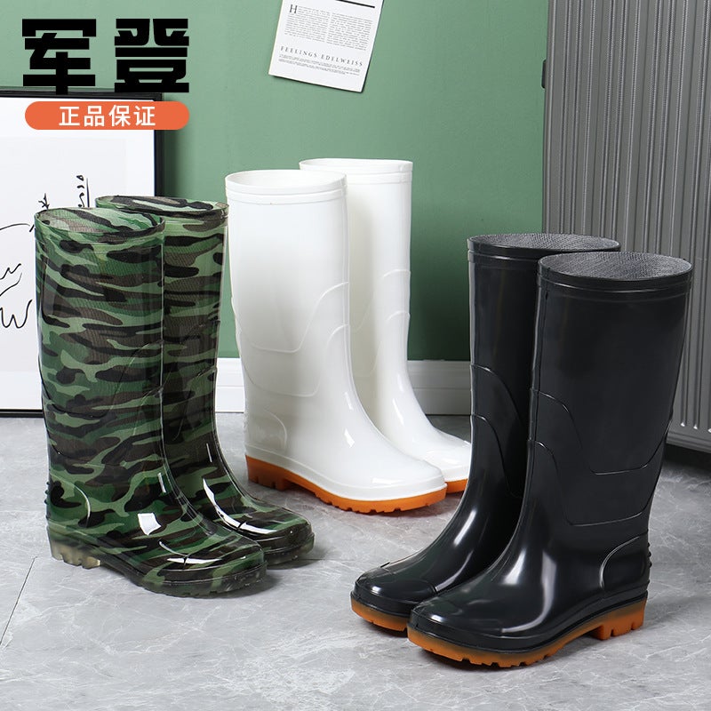 High-Top Rain Boots Trendy Simple Rain Boots Non-Slip Waterproof Wear-Resistant Acid-Resistant Water Boots Four Seasons Labor Protection Thickened Non-Standard Shoes - Image 3