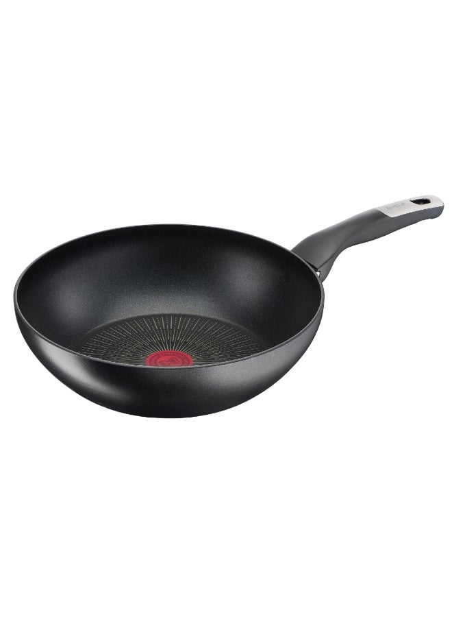 TEFAL Wok Pan | UNLIMITED Wok Frying Pan 28 cm | Scratch resistance | 100% safe non stick coating | Thermo signal™ | Perfect searing | Made in France | Induction | 2 Years Warranty | G2551902 Black - Image 1