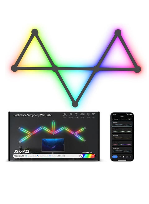 Smart Wall Light Lines, WiFi RGB LED Light Bars, 16M+ Color Dimmable Music Sync DIY Home Decor Atmosphere Light for Gaming Party Streaming Lovers,APP Intelligent Control