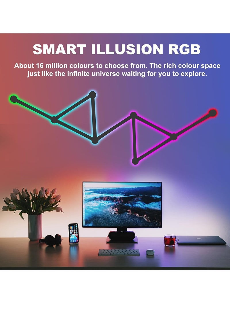 Smart Wall Light Lines, WiFi RGB LED Light Bars, 16M+ Color Dimmable Music Sync DIY Home Decor Atmosphere Light for Gaming Party Streaming Lovers,APP Intelligent Control